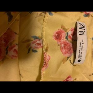 Zara yellow floral cowl neck dress